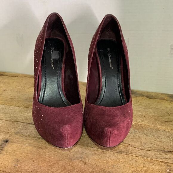 BCBGeneration studded party pumps maroon high heels glam runway - Picture 2 of 11